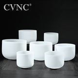 CVNC 6''-12'' Note CDEFGAB set of  7PCS Chakra  Frosted Quartz Crystal Singing Bowl