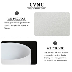 CVNC 8''  440Hz or 432Hz  Note C / D / E / F / G / A / B / Chakra  Frosted Quartz Crystal Singing Bowl