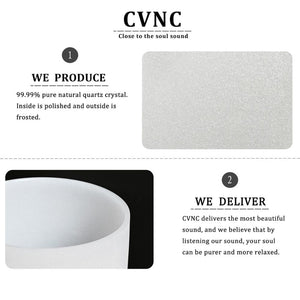 CVNC 8'' Note F Heart Chakra Frosted Quartz Crystal Singing Bowl