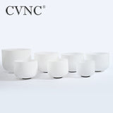 CVNC  Natural 432Hz 6''-12'' Chakra tuned  CDEFGAB  set of  7PCS   Frosted Quartz Crystal Singing Bowl Set