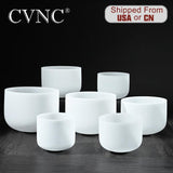 CVNC  Natural 432Hz 6''-12'' Chakra tuned  CDEFGAB  set of  7PCS   Frosted Quartz Crystal Singing Bowl Set