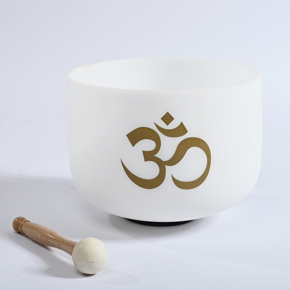 CVNC OM design  440Hz or 432Hz 8''  Note C/D/E/F/G/A/B Chakra Frosted Quartz Crystal Singing Bowls