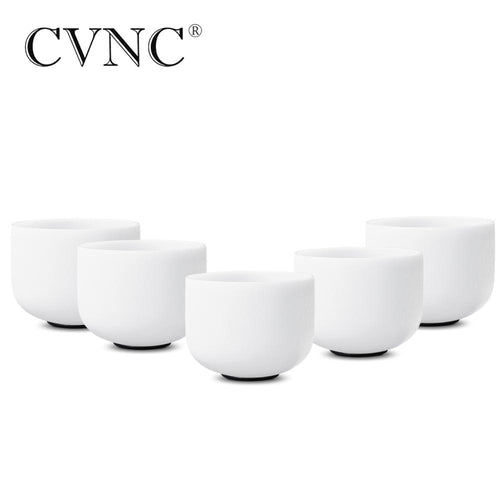 CVNC big promotion set of 5pcs 6-10''  Note A# C# D# F# G# Frosted Quartz Crystal Singing Bowl Meditaion