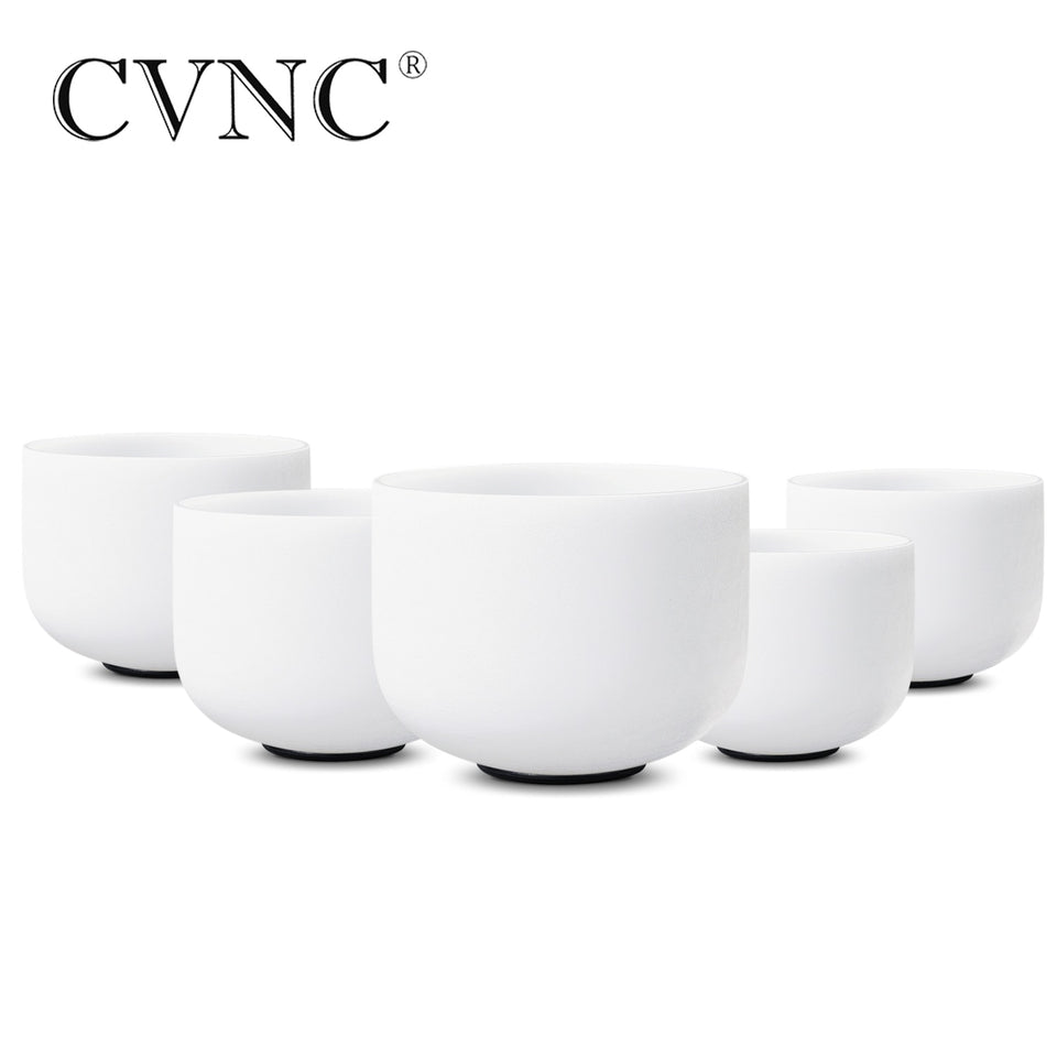 CVNC big promotion set of 5pcs 6-10''  Note A# C# D# F# G# Frosted Quartz Crystal Singing Bowl Meditaion