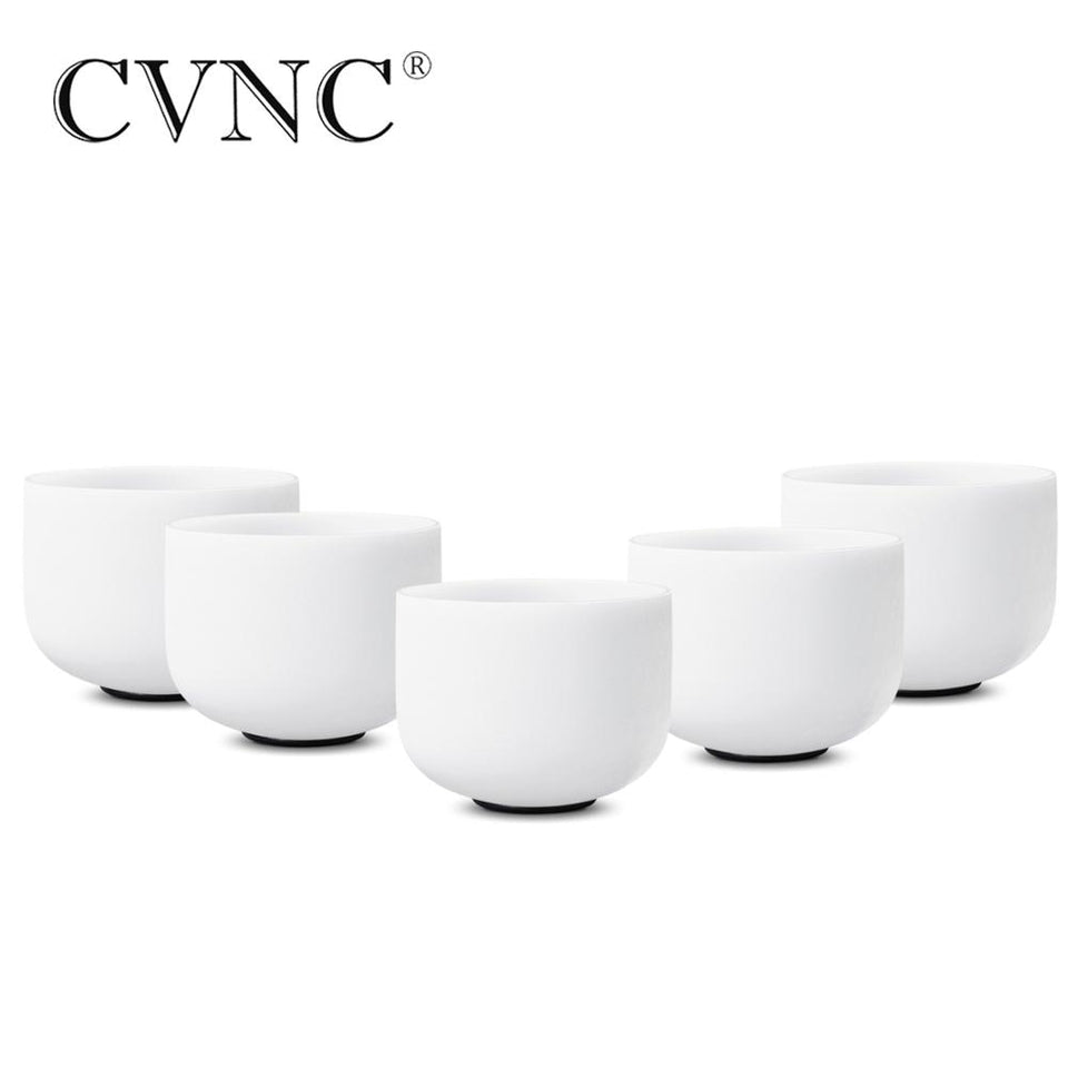 CVNC big promotion set of 5pcs 6-10''  Note A# C# D# F# G# Frosted Quartz Crystal Singing Bowl Meditaion