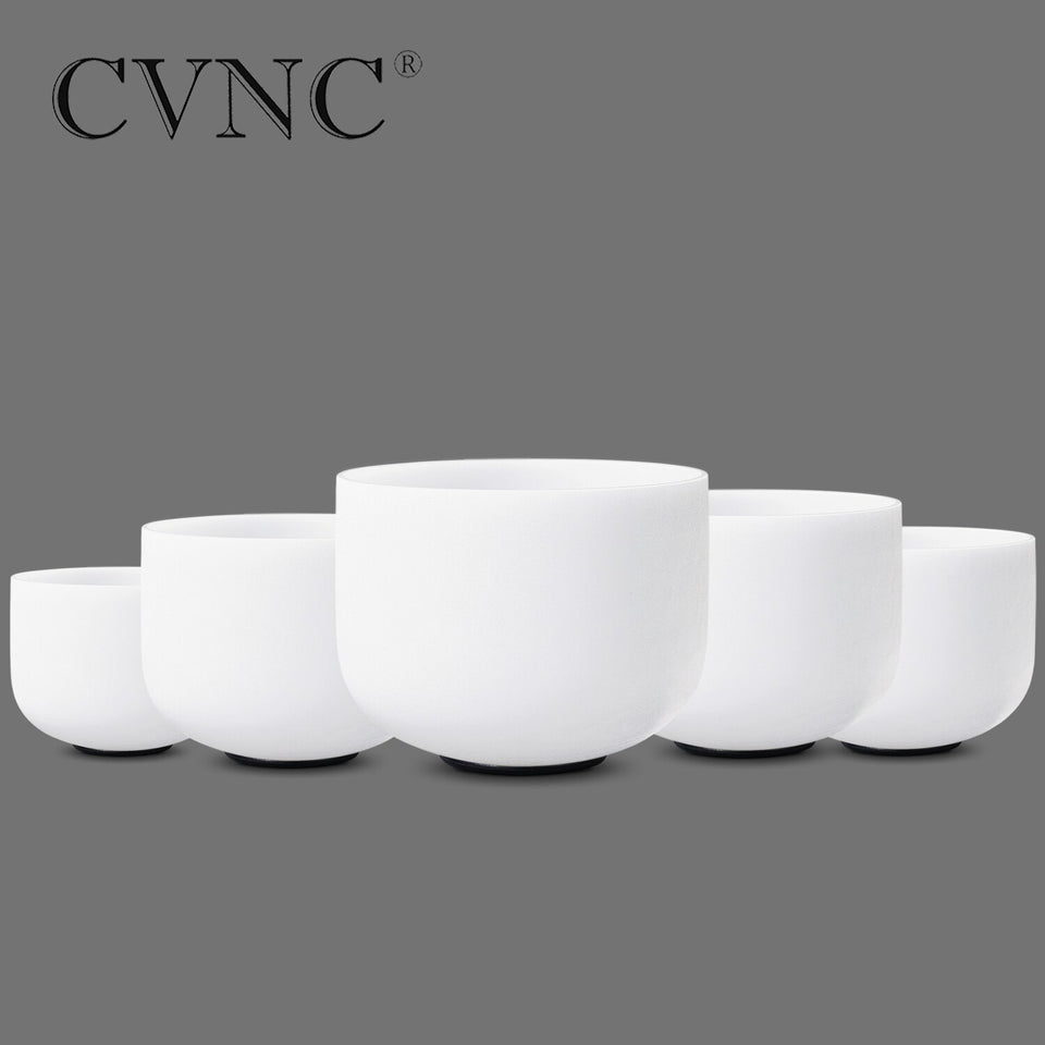 CVNC big promotion set of 5pcs 6-10''  Note A# C# D# F# G# Frosted Quartz Crystal Singing Bowl Meditaion