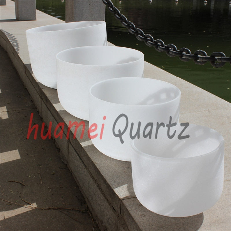Chakra Tuned Set 7 chakra Patterned Frosted crystal singing bowl 432hz 8''-14''