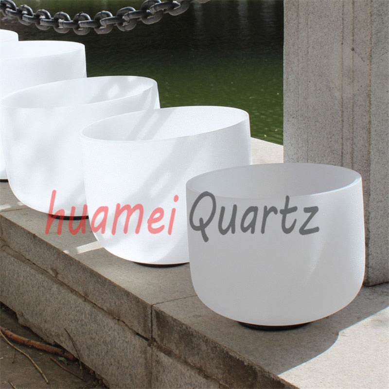 Chakra Tuned Set 7 chakra Patterned Frosted crystal singing bowl 432hz 8''-14''