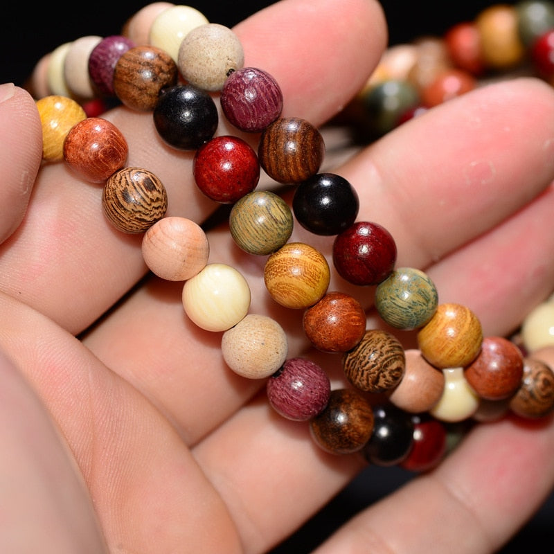 Cindiry 108*6mm/8mm Variety of Sandalwood Tibetan Buddhist Prayer Beads Bracelets Buddha Mala Rosary Wooden Charm Bracelet