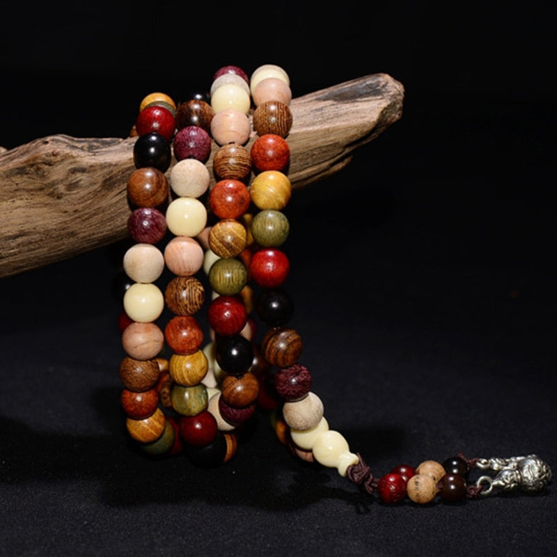 Cindiry 108*6mm/8mm Variety of Sandalwood Tibetan Buddhist Prayer Beads Bracelets Buddha Mala Rosary Wooden Charm Bracelet