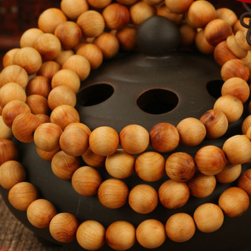 Cindiry 108*8mm/ 108*6mm New Natural Sandalwood Buddhist Wenge Prayer Beads Bracelet Bangle Women Men Jewelry
