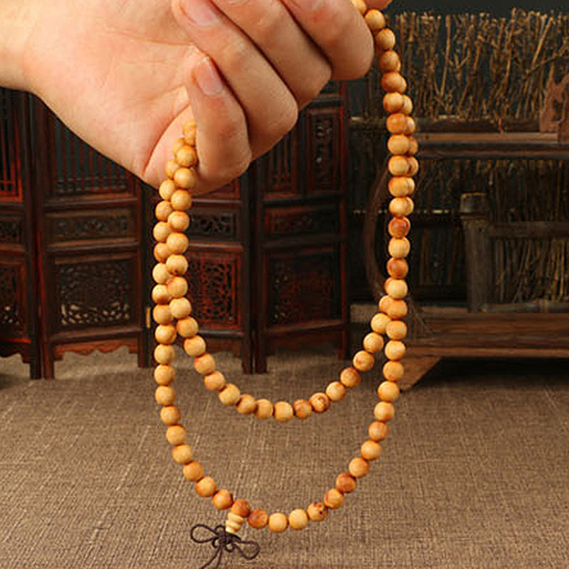 Cindiry 108*8mm/ 108*6mm New Natural Sandalwood Buddhist Wenge Prayer Beads Bracelet Bangle Women Men Jewelry