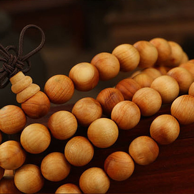 Cindiry 108*8mm/ 108*6mm New Natural Sandalwood Buddhist Wenge Prayer Beads Bracelet Bangle Women Men Jewelry