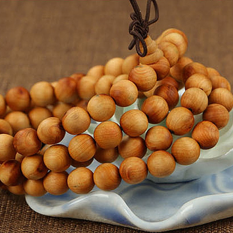 Cindiry 108*8mm/ 108*6mm New Natural Sandalwood Buddhist Wenge Prayer Beads Bracelet Bangle Women Men Jewelry