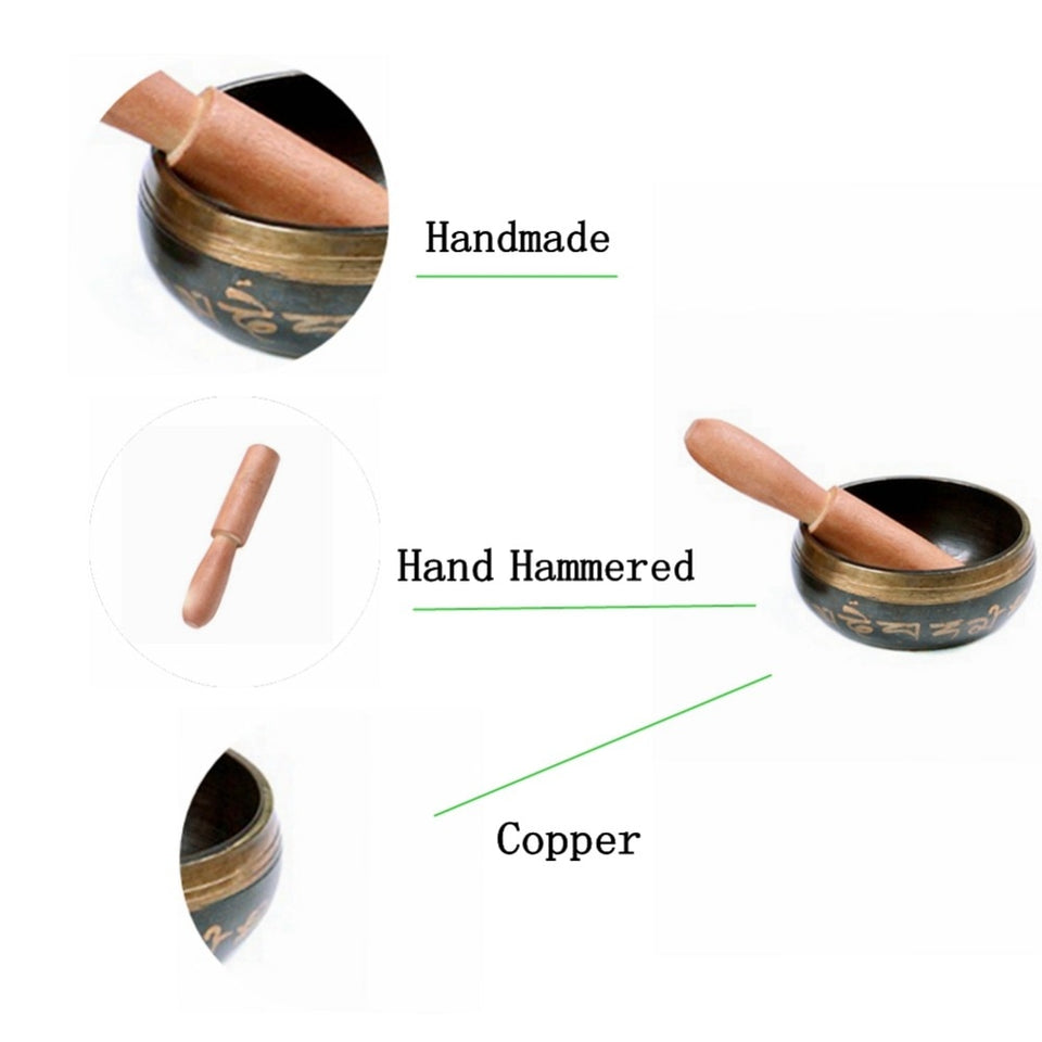Copper Yoga Tibetan Singing Bowl Set Hand Hammered For Meditation Prayer Chakra Himalayan Crystal Home Decoration Decorative
