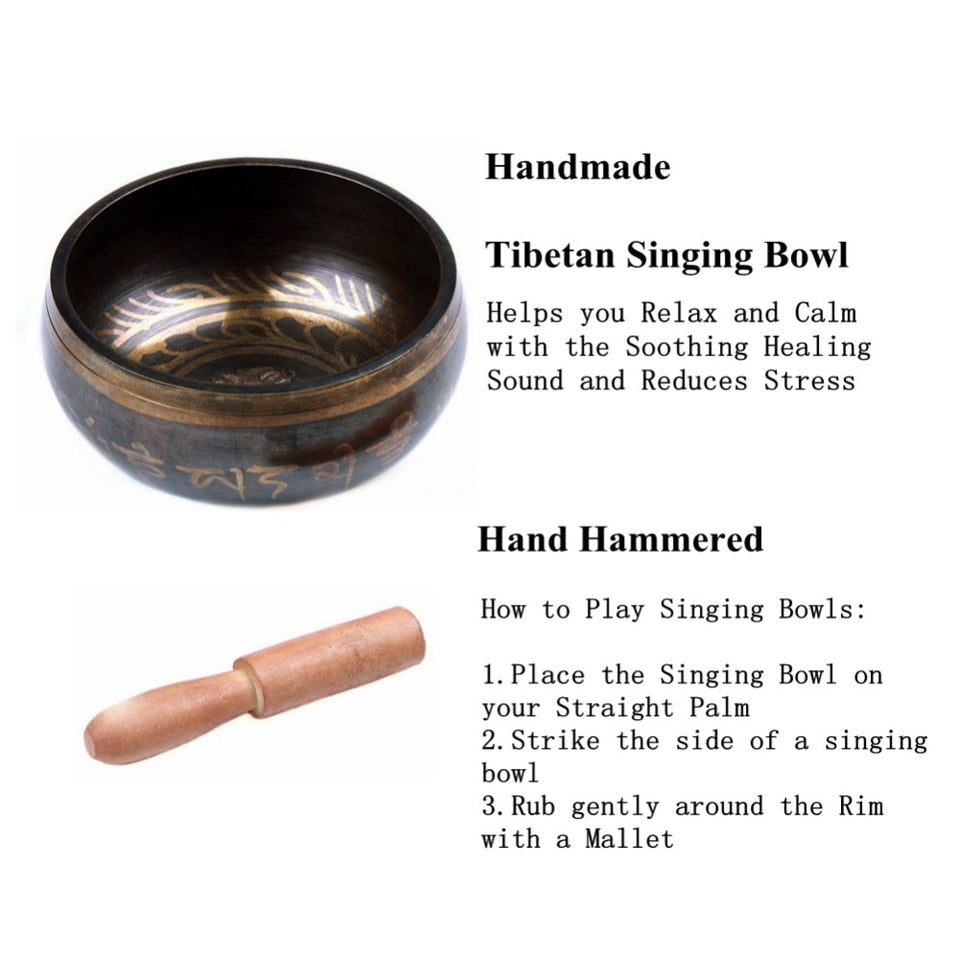 Copper Yoga Tibetan Singing Bowl Set Hand Hammered For Meditation Prayer Chakra Himalayan Crystal Home Decoration Decorative