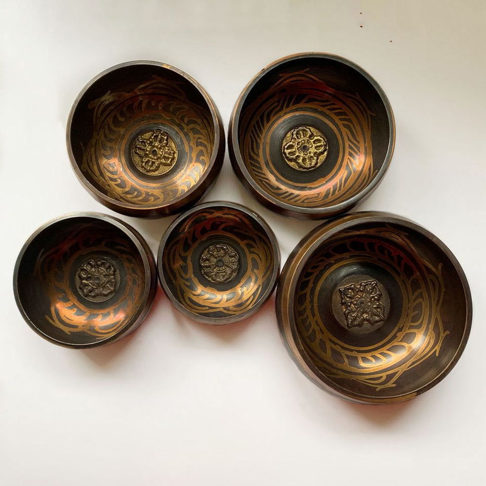 Copper Yoga Tibetan Singing Bowl Set Hand Hammered For Meditation Prayer Chakra Himalayan Crystal Home Decoration Decorative