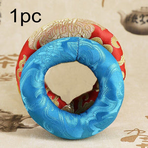 Decoration Retro Ring Pillow Soft Buddhism Handmade Round Portable Holder Cotton Blend Tibetan Comfortable Singing Bowl Cushion