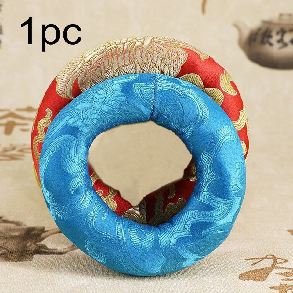Decoration Retro Ring Pillow Soft Buddhism Handmade Round Portable Holder Cotton Blend Tibetan Comfortable Singing Bowl Cushion