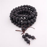 6mm 8mm 10mm Natural Lava Rock Stone Healing Gem Stone 108 Buddhist Prayer Beads Tibetan Mala Bracelet Necklaces