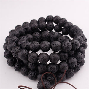 6mm 8mm 10mm Natural Lava Rock Stone Healing Gem Stone 108 Buddhist Prayer Beads Tibetan Mala Bracelet Necklaces