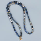 108 Beads Mala Lotus Bracelet 8MM Matte Blue Stone & Picasso Stone Women Men Meditation Yoga Bracelets Drop ship