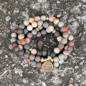 108 Beads Mala Strand Bracelets Women Matte Ocean Stone 8MM Yoga Jewelry Lotus Charm Bracelet  dropshipping