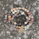 108 Beads Mala Strand Bracelets Women Matte Ocean Stone 8MM Yoga Jewelry Lotus Charm Bracelet  dropshipping