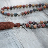Lovely 8MM Matte Natural Stone Knotted 108 Mala Beads Necklaces For Women Girls Yoga Jewelry Bijoux Dropshipping