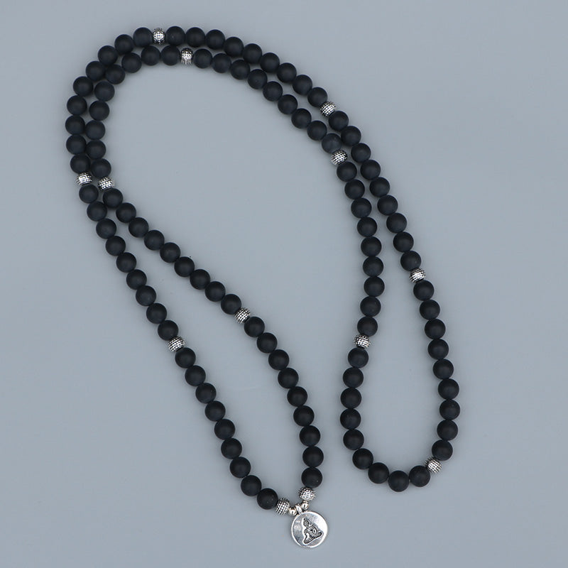 108 Beads Mala Bracelets Women Men Lover's Gift Matte Black Onyx Strands Bracelet Yoga Jewelry