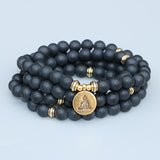 108 Beads Mala Bracelets Women Men Lover's Gift Matte Black Onyx Strands Bracelet Yoga Jewelry