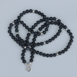108 Beads Mala Bracelets Women Men Lover's Gift Matte Black Onyx Strands Bracelet Yoga Jewelry