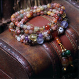Fashion 5mm Natural Crystal Bracelet Multi Color 108 Beads Hand Beaded Bracelet Prayer Mala for Men or Women Meditation