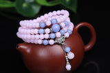 Fashion 6mm Pink Chalcedony Beads Tibetan Buddhist 108 Prayer Beads Bracelet Gourd Mala Prayer Bracelets For Meditation