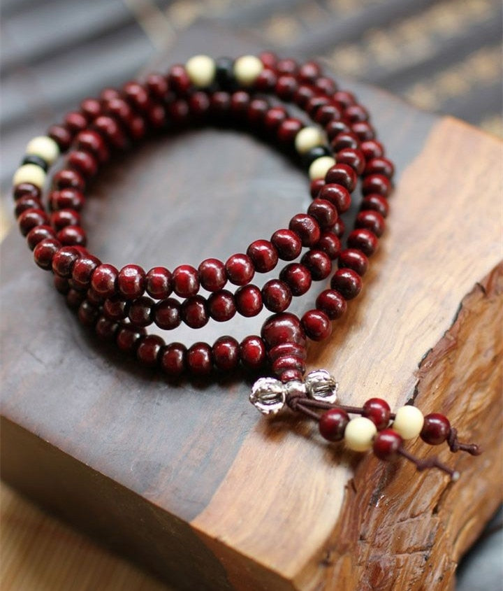 Fashion Bracelets Natural 6mm Rosewood Beads 108 Buddha Bracelets Men Women Long Bangle Religion Gift Wholesale Tibet Jewelery