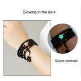 Glowing in the Dark Moon Bracelet Women Men Lover Dragon Black Buddha 108 Male Beads Strand Bangles & Bracelets Luminous