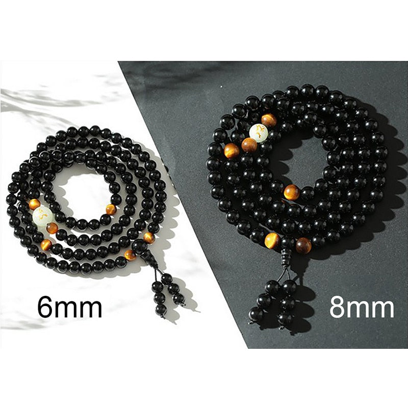 Glowing in the Dark Moon Luminous Bracelet for Women Men Lover Dragon Black Buddha 108 Male Beads Bangles & Bracelets Handmade