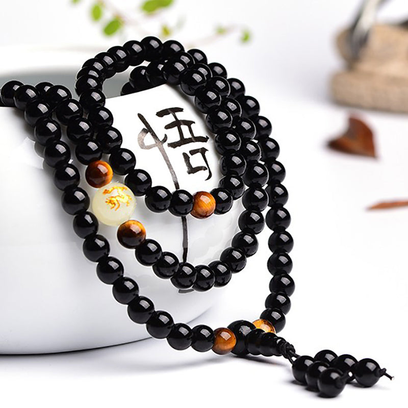 Glowing in the Dark Moon Luminous Bracelet for Women Men Lover Dragon Black Buddha 108 Male Beads Bangles & Bracelets Handmade