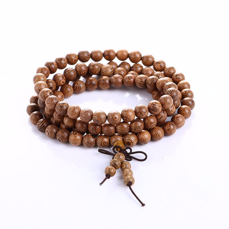 HYHONEY 8mm Natural Sandalwood Buddhist Buddha Meditation 108 beads Wood Prayer Bead Mala Bracelet For Women Men Jewelry