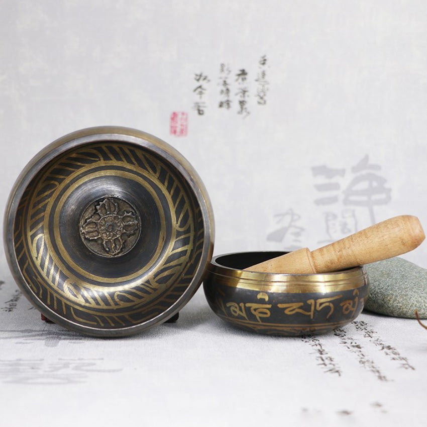 Handmade 3.15 Inch Tibetan Bell Metal Singing Bowl with Striker for Buddhism Buddhist Meditation & Healing Relaxation