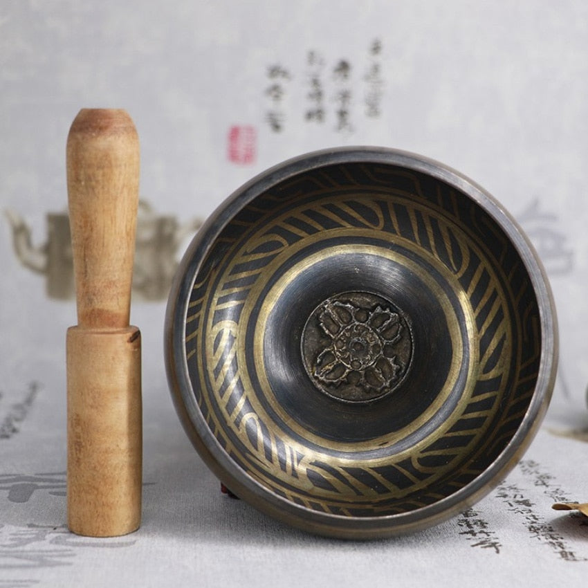 Handmade 3.15 Inch Tibetan Bell Metal Singing Bowl with Striker for Buddhism Buddhist Meditation & Healing Relaxation