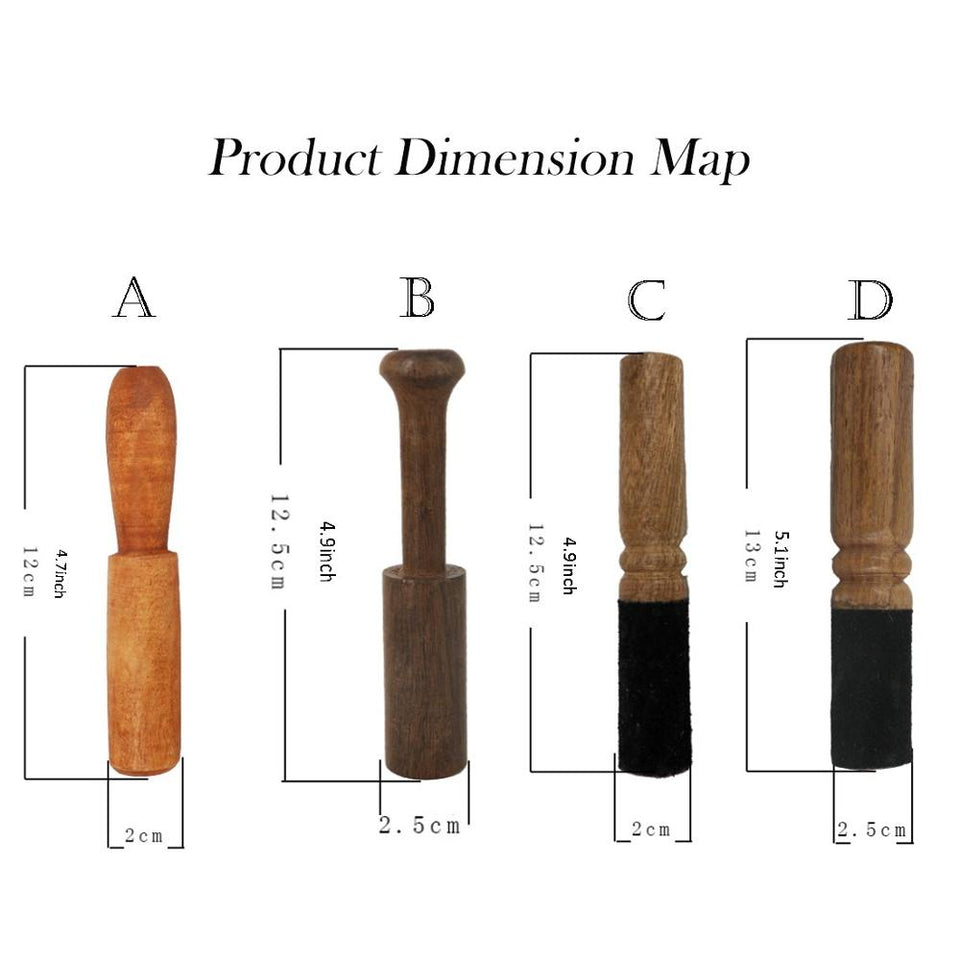 Handmade Hard Wood Singing Bowl brand new Christmas Felted Striker Mallet Stick for Tibetan Buddhism Leather-Wrapped 4FM
