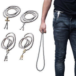 High Quality Outdoor 108 Buddha Beads Self Defense Hand Bracelet Necklace Chain Full Steel Chain Personal Protection Supplies