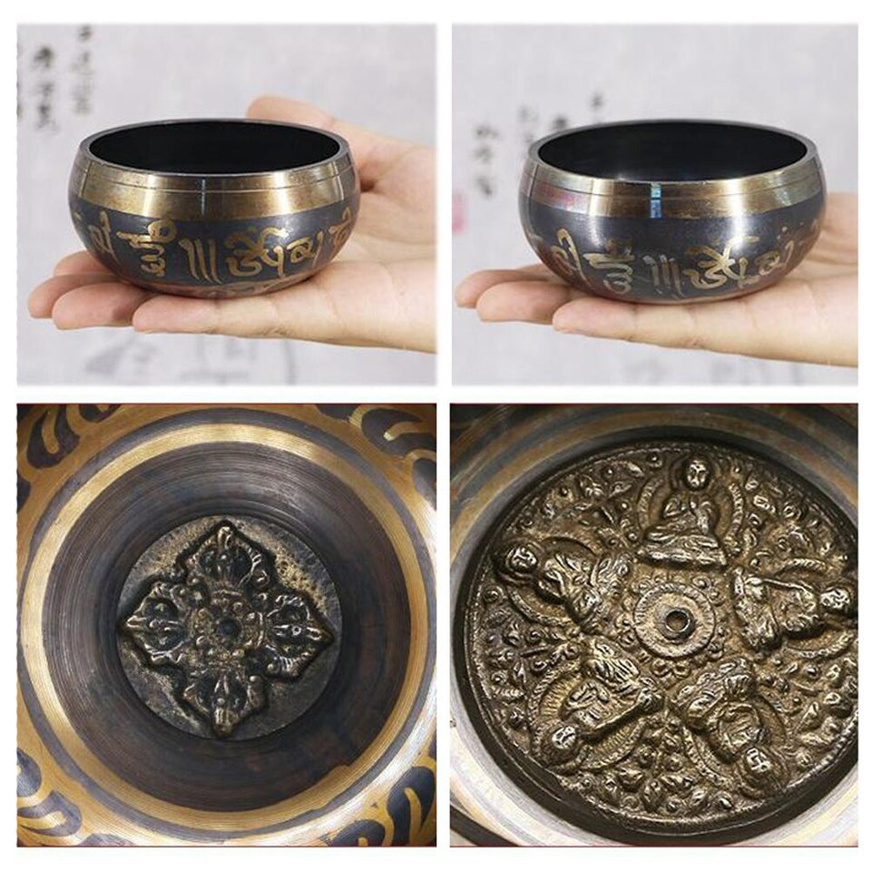 Himalayan Hand Hammered Chakra Meditation Handmade Bowl Decorative-wall-dishes Yoga Tibetan Buddhist Brass Singing Bowl Gu08