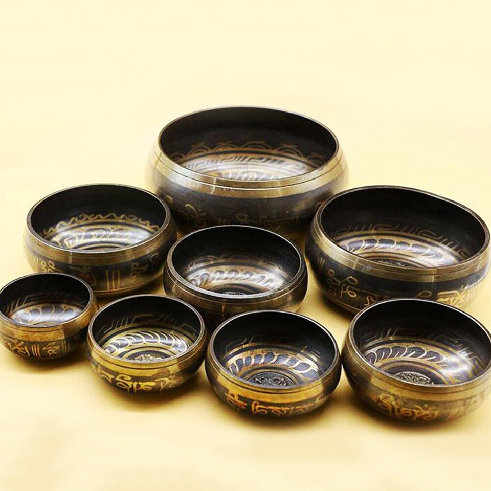 Himalayan Hand Hammered Chakra Meditation Handmade Bowl Decorative-wall-dishes Yoga Tibetan Buddhist Brass Singing Bowl Gu08