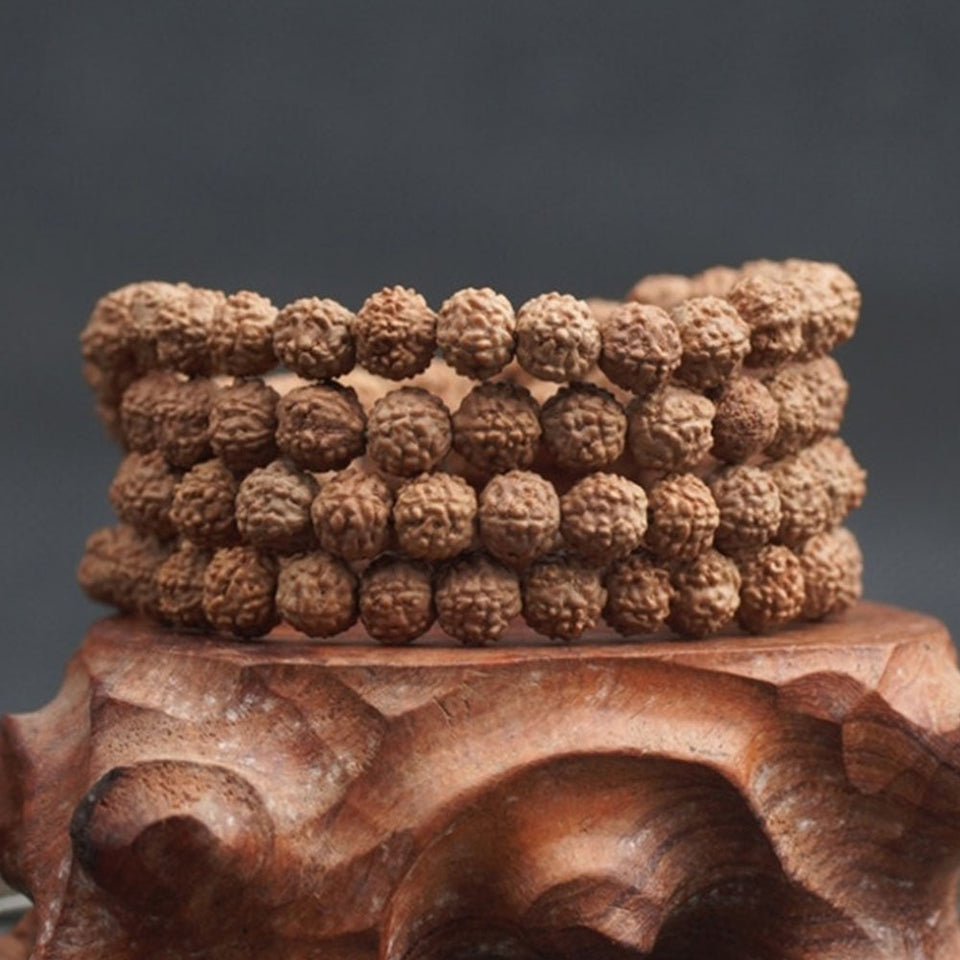 Hot Sale Natural Rudraksha Japa Mala 108 +1 Bead Hindu Prayer Meditation Buddhist for Meditation Practice Bracelet #1219