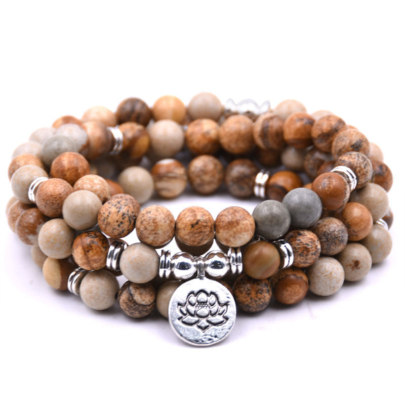 KMVEXO 18 Colors Women Amazonite 108 Mala Beads Bracelets High Quality Lotus Charm Yogi Bracelet Necklace Fashion Jewelry