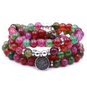KMVEXO 18 Colors Women Amazonite 108 Mala Beads Bracelets High Quality Lotus Charm Yogi Bracelet Necklace Fashion Jewelry