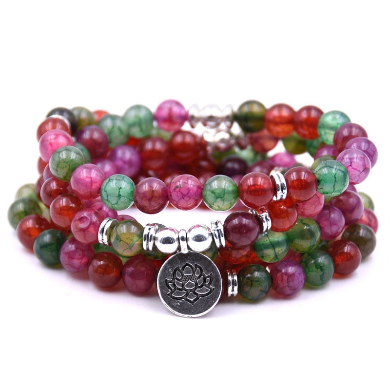 KMVEXO 18 Colors Women Amazonite 108 Mala Beads Bracelets High Quality Lotus Charm Yogi Bracelet Necklace Fashion Jewelry