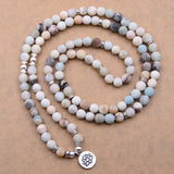 KMVEXO 18 Colors Women Amazonite 108 Mala Beads Bracelets High Quality Lotus Charm Yogi Bracelet Necklace Fashion Jewelry